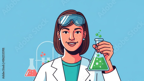 Scientist Conducting an Experiment in a Laboratory Setting with Safety Equipment