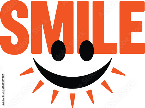 Smile Face Emoticon with Orange Rays