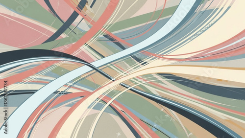 Creative abstract 2D illustration with flowing lines and subtle textures, soft modern color palette, clean and versatile design