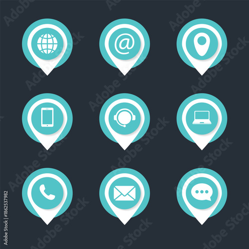 Contact us buttons set. Collection of Connect Icons.Contact us icon set.Contact and Communication Icons. Set of Communication icon.