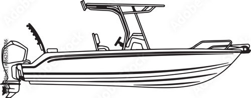 Line drawing of a boat on white background
