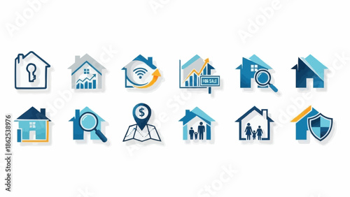 Collection of Real Estate and Home Related Icons.