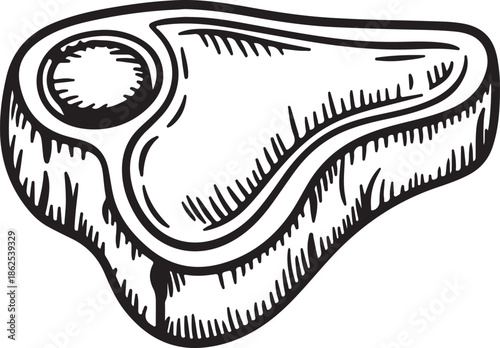 A black and white line drawing of a fish head from a sideways viewpoint