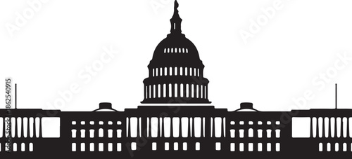 Silhouette illustration of the United States Capitol building at dusk from a frontal viewpoint