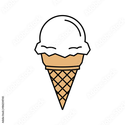 Single scoop ice cream in cone Vector