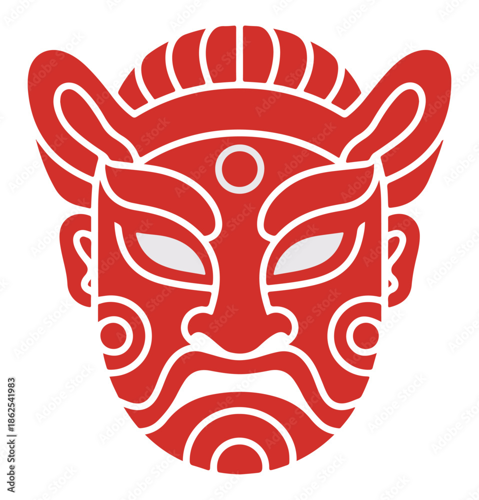 Obraz premium Red Chinese Opera Mask on White Background