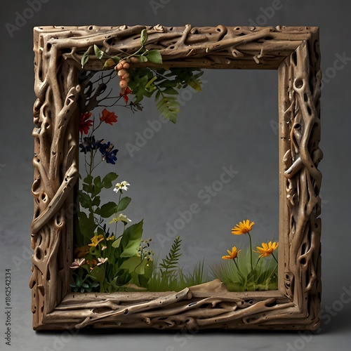 Nature-inspired frame with open center, festival use