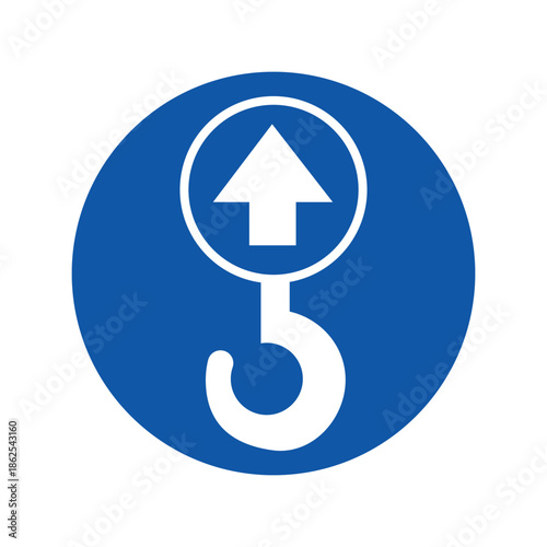 ISO Mandatory Lift Point Safety Symbol. Industrial Hoist Point Direction Icon. Construction Equipment Lifting Point Sign. Hoisting Equipment Safety Instruction Icon. 