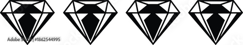 Diamond gemstone icons set with luxury crystal jewel brilliance wealth premium value symbols vector illustration