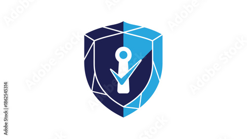 Security shield logo with keyhole and checkmark, representing protection and safety.