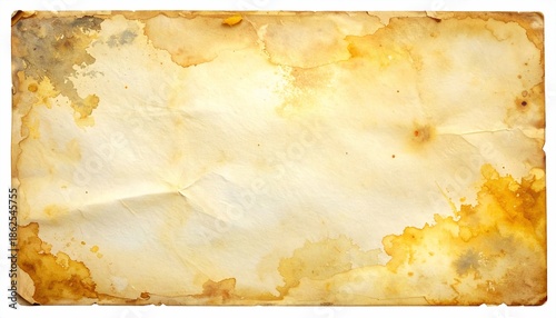 Aged, textured paper with stains and creases. Grunge aesthetic, antique effect, beige tones