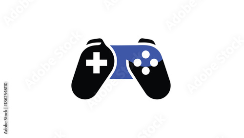 Modern gaming controller design with a blue and black color scheme, perfect for gamers.