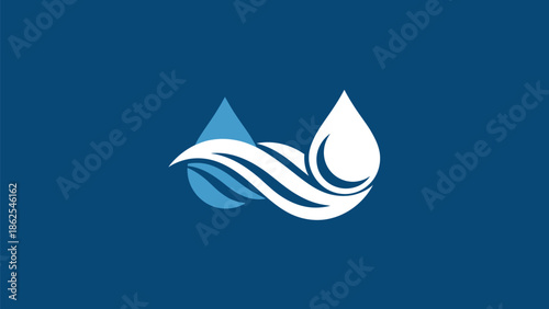 Water drop logo design representing purity and freshness, clean water concept.