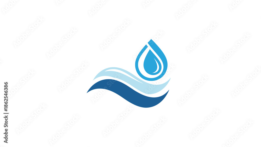 Fototapeta premium Water drop logo design with waves, representing purity and freshness, clean design.