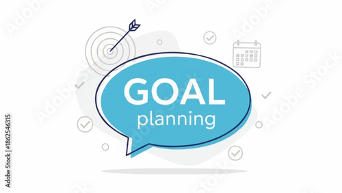 Goal Planning Concept with Target and Calendar Icons in a Speech Bubble.