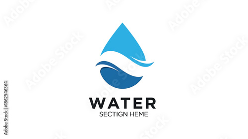 Water drop logo design with wave elements, perfect for water-related businesses and brands.