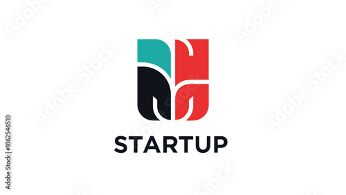Modern startup logo design with vibrant colors and a unique abstract shape representing growth and innovation.