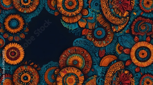 Editable background with ethnic accent shapes