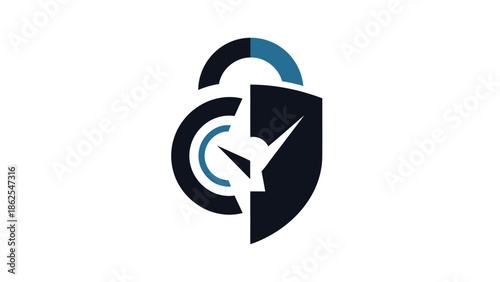 Security shield and lock logo design representing protection and safety concept.