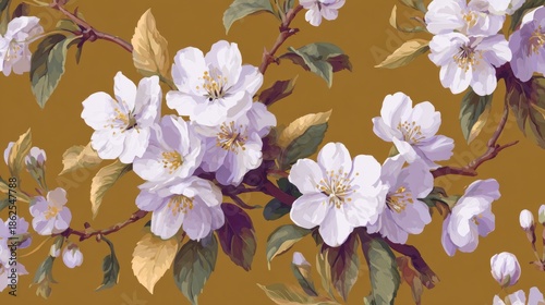 Blossom Floral Seamless Pattern Botanical Wallpaper