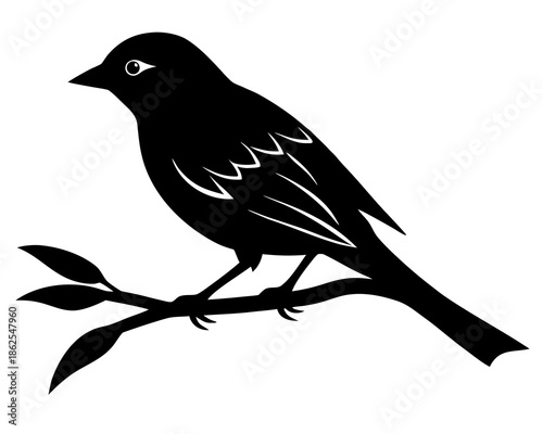 silhouette of a Bird on branch vector illustration isolated on white background
