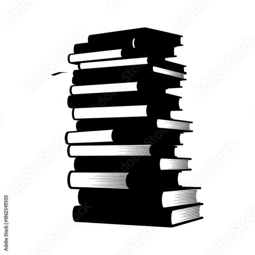 A stack of books viewed from the side on a white background