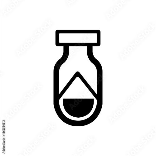 Title:
Blood Sample Vial Test Tube Icon – Medical Laboratory Black and White Vector

Description:
Clean black and white blood sample vial test tube icon for medical laboratory 