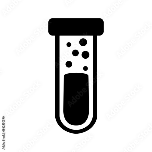 Title:
Blood Sample Vial Test Tube Icon – Medical Laboratory Black and White Vector

Description:
Clean black and white blood sample vial test tube icon for medical laboratory 