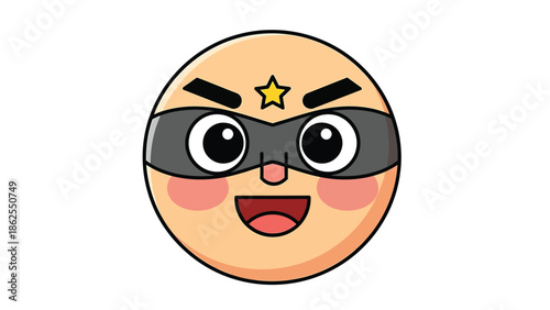 Superhero Emoji - A Smiling Face with a Mask and Star.
