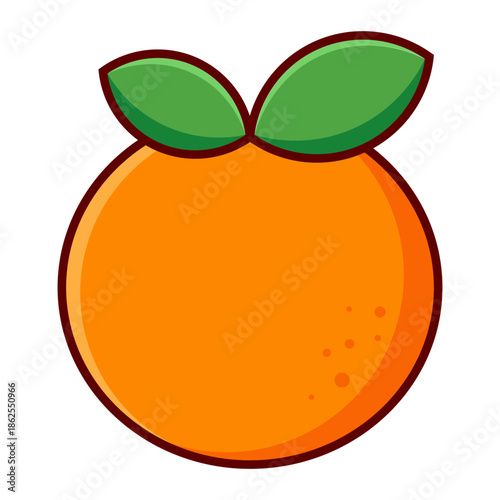 Orange fruit with green leaves icon isolated on transparent background.