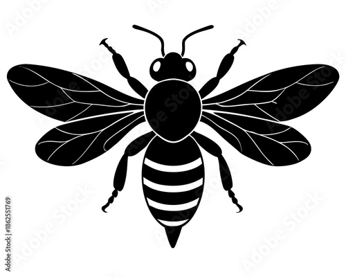silhouette of a Bee flying vector illustration isolated on white background