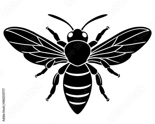 silhouette of a Bee flying vector illustration isolated on white background