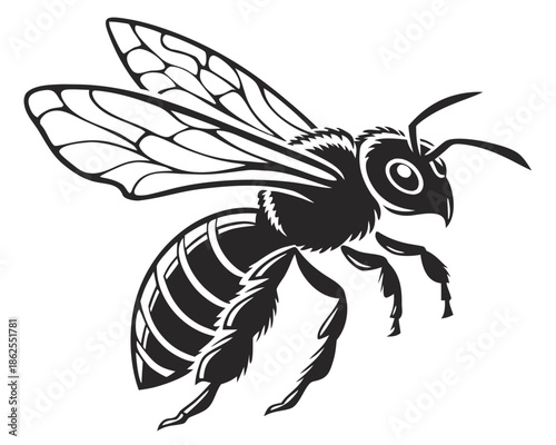 silhouette of a Bee flying vector illustration isolated on white background