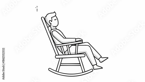 Man relaxing in a rocking chair enjoying a peaceful moment.