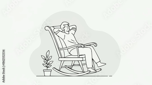 Man relaxing in a rocking chair enjoying a peaceful moment.