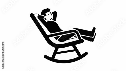Man relaxing in a rocking chair enjoying leisure time.