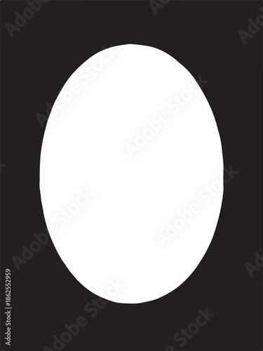 The image shows a plain white egg with a smooth surface set against a solid black background, emphasizing its simple and natural shape.