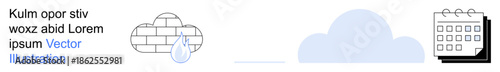 Cloud computing, data storage, scheduling, business planning, technology, digital solutions. A calendar, cloud and digital icon these . Cloud computing and business planning concepts