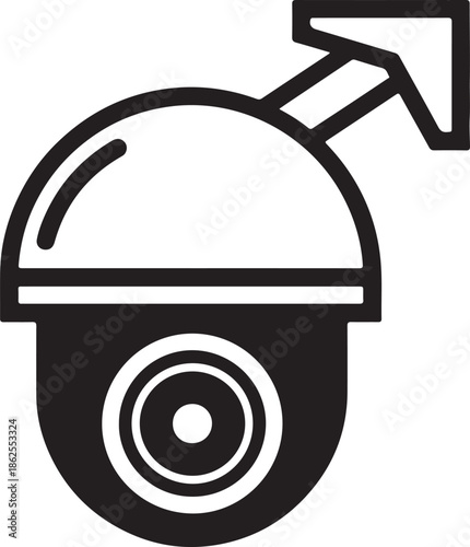 Surveillance camera icon vector illustration with minimalist design and bold black lines
