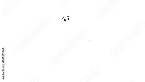 Sad and Worried Stick Figure Expressing Concern, with Only Eyes and Eyebrows Visible, on an Isolated White Background