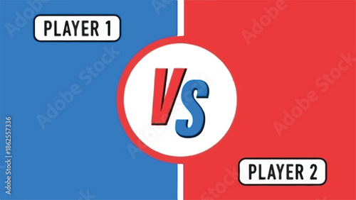 A competitive game or sport vs player banner with blue and red colors