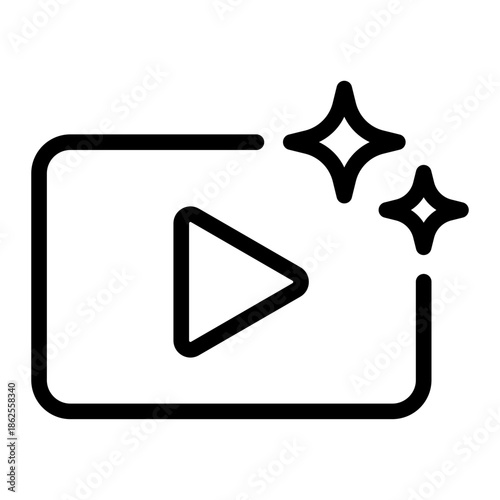 Line style icon of AI video generator representing artificial intelligence creating video content automatically for multimedia production.