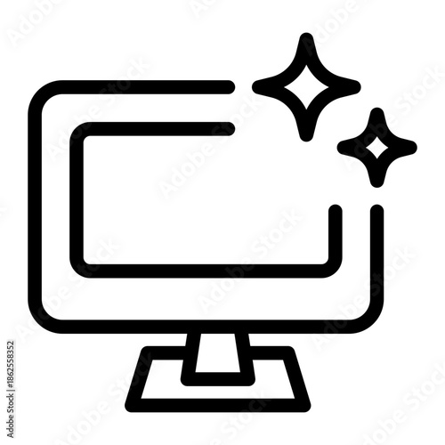 Line style icon of AI web generator representing artificial intelligence creating websites and web layouts automatically.
