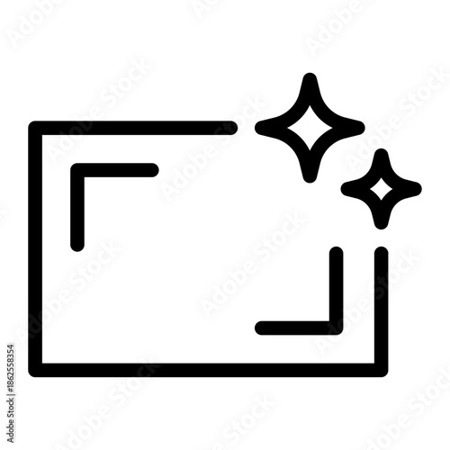 Line style icon of AI upscale representing artificial intelligence improving image or video resolution and quality.