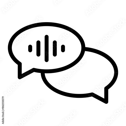 Line style icon of AI voice chat representing real time voice conversation powered by artificial intelligence.