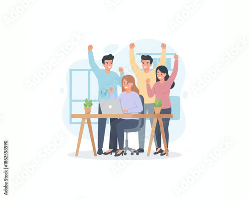 Happy Team Celebrating Success at Work