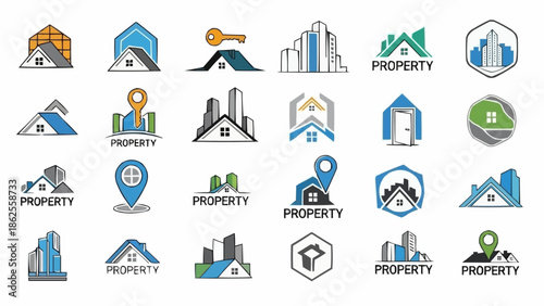 Collection of Real Estate and Property Logo Designs for Branding.