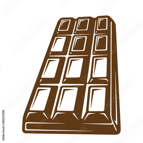 Chocolate bar with rectangular segments brown color dessert sweet treat