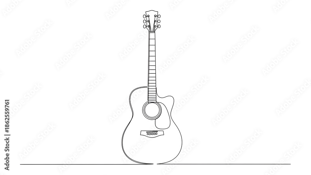 Naklejka premium Minimal line drawing of a guitar with artistic and creative style