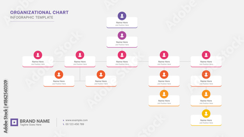 Organizational Chart, Tree Diagram, Dendrogram Business Infographic Template Design